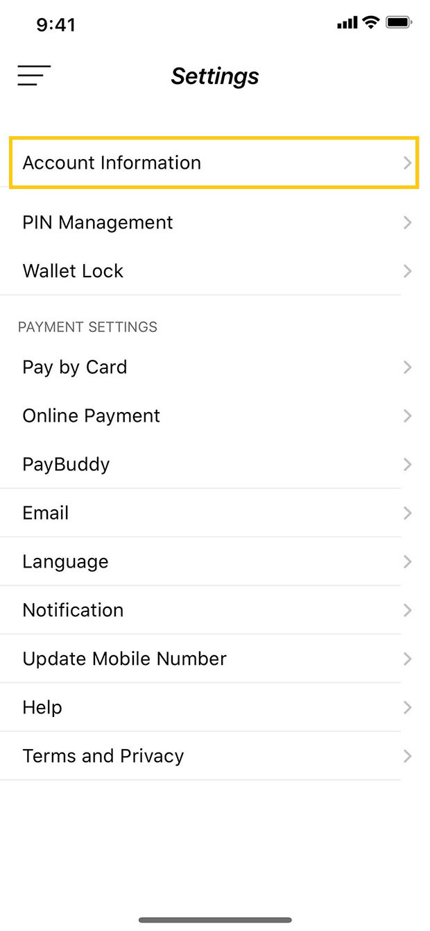Tap “Account Information”