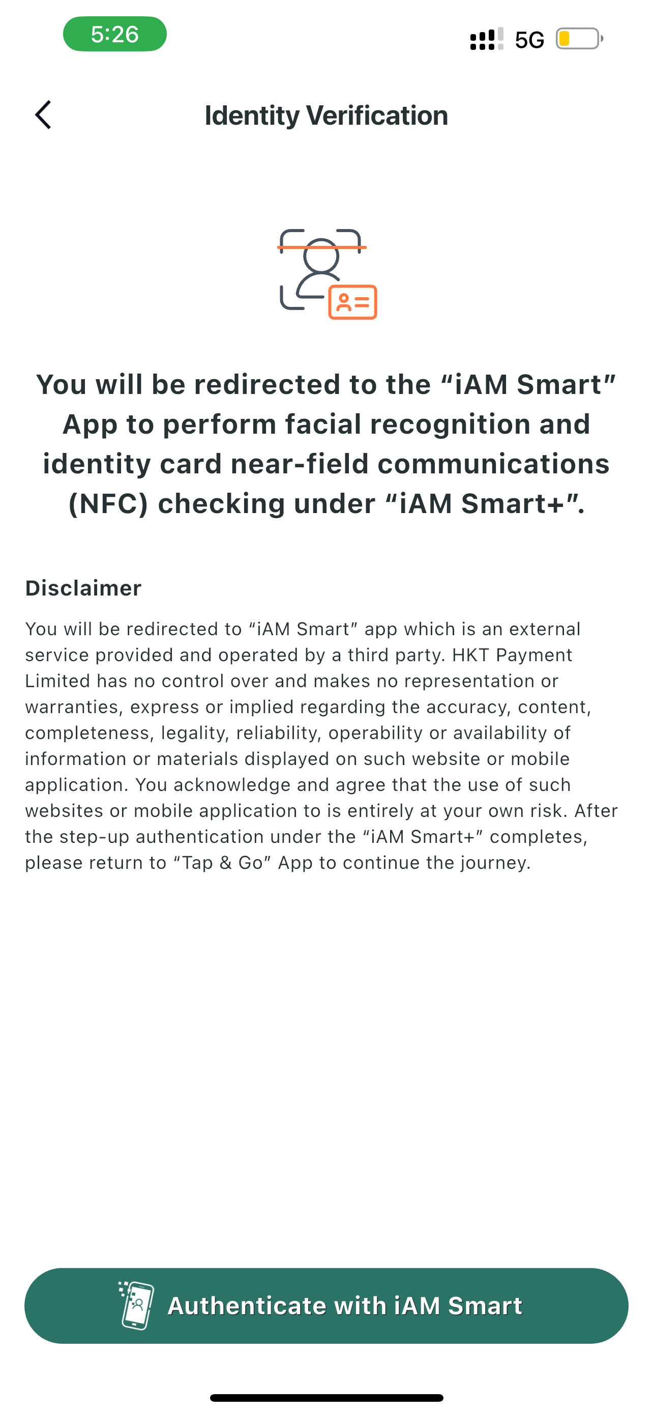 Complete Step-Up Authentication via “iAM Smart”
