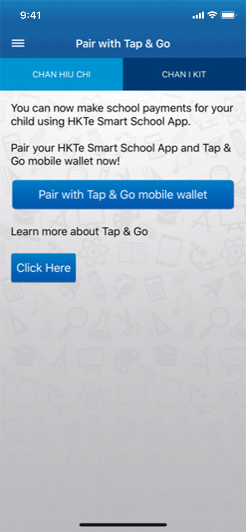 Tap “Pair with Tap & Go mobile wallet”